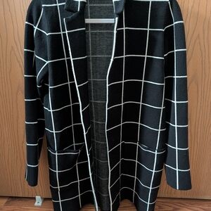 Rafaella Black and White Checkered Cardigan